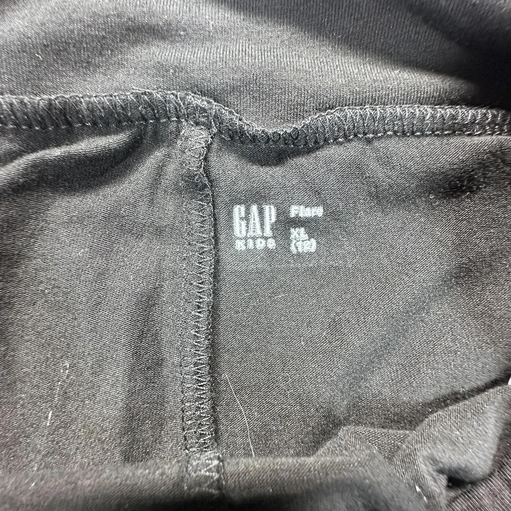 Gap Kids Flare Leggings Girls XL 12 Black Cotton Stretch Elastic Waist Pull On